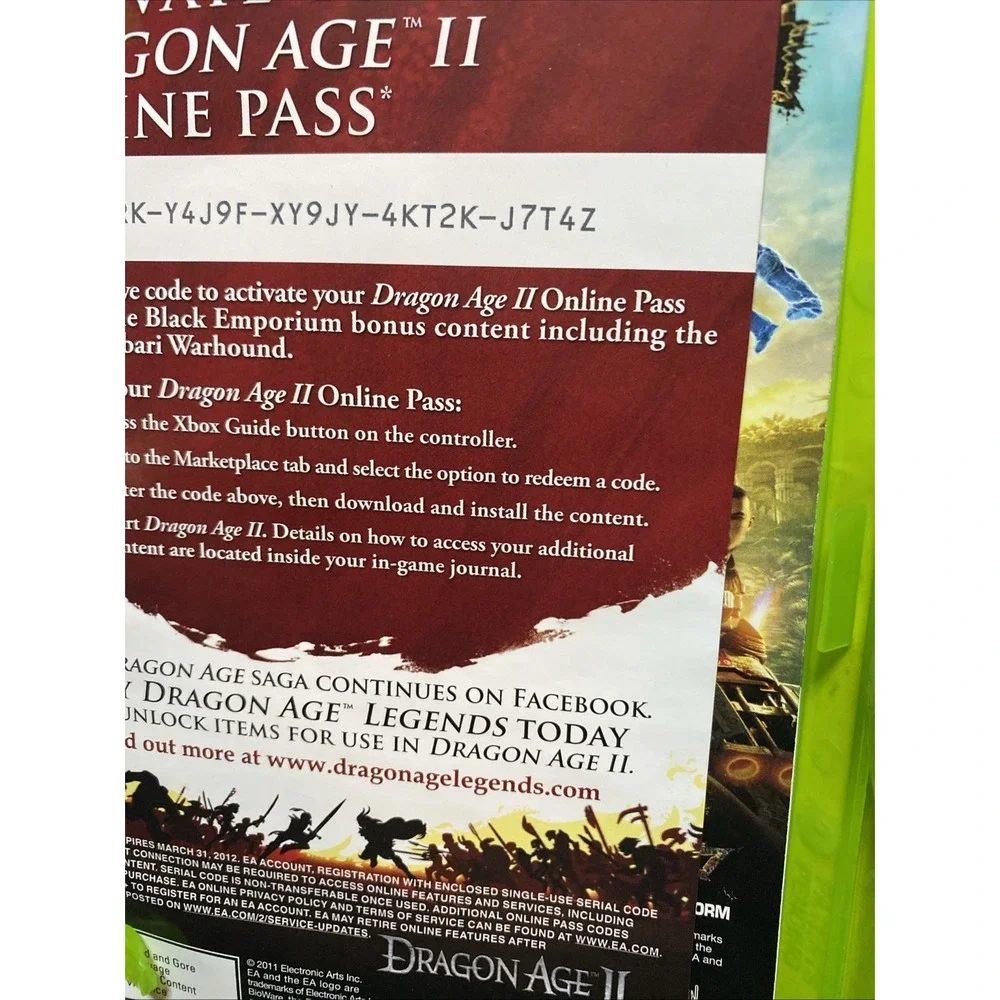 Dragon Age 2 (Xbox 360, 2011) Complete Tested Working CIB
